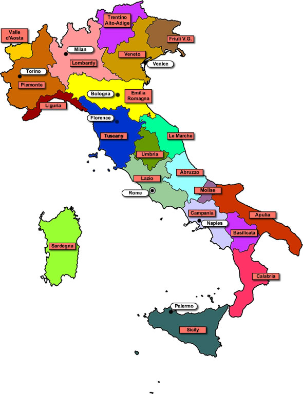 Italy Regional Map