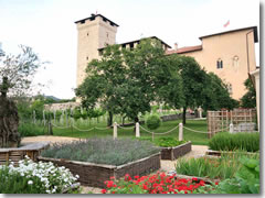 The gardens inside the walls of the Rocca Borromeo di Angera