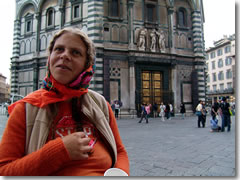 A gypsy begging outside the baptistery in Florence