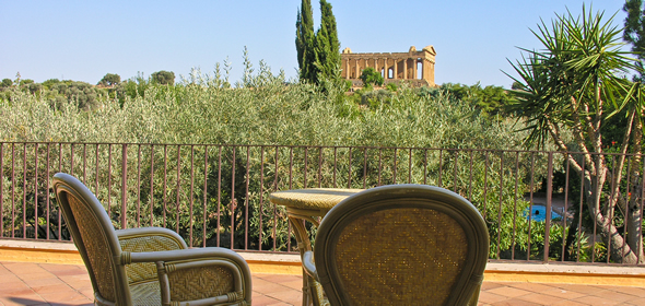 Agrigento's Hotel Villa Athena has rooms with a view of the Temple of Concordia