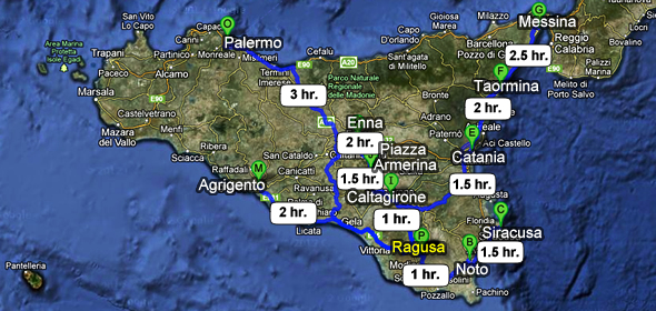 Travel times to get to Ragusa
