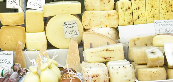 Cheeses at the daily market in Siracusa