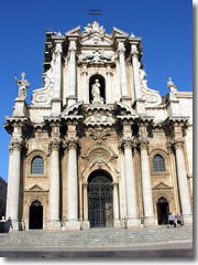 The baroque facade on the Cathedral of Syracuse