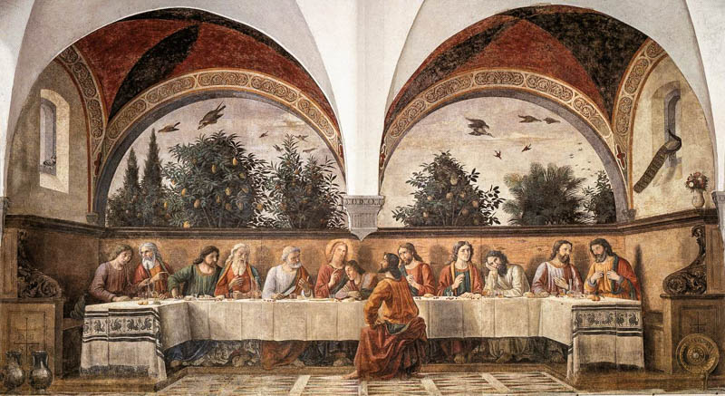 Domenico Ghirlandaio's Cenacolo (Last Supper) (1480) in the refectory of the church of Ognissanti, Florence. (Photo by Perle Artistiche)