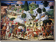 The Procession of the Magi frescoes by Benozo Gozzoli in the Palazzo Medici-Riccardi.