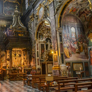 The nave of the church of SS. Annunziata and its Chapel of the Annunciation in Florence. (Photo by Richard Mortel)