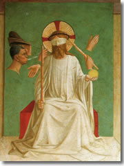 A detail from the surrealistic "The Mocking of Christ" by Fra' Angelico in San Marco, Florence