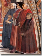 Francesco Sassetti, Lorenzo de' Medici, and Antonio Pucci in the Ghirlandaio frescoes of Santa Trinita
