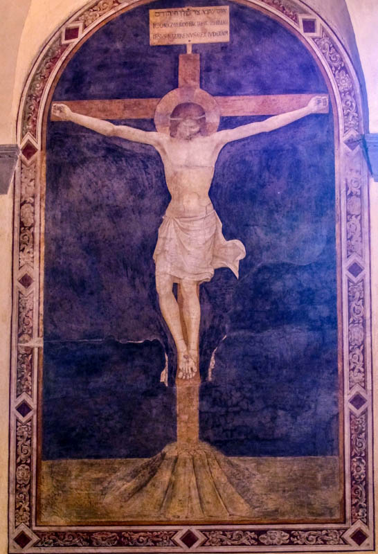 Beato Angelico's Crucifixion (c. 1420) in the convent at the church of San Domenico di Fiesole, Florence. (Photo by Sailko)