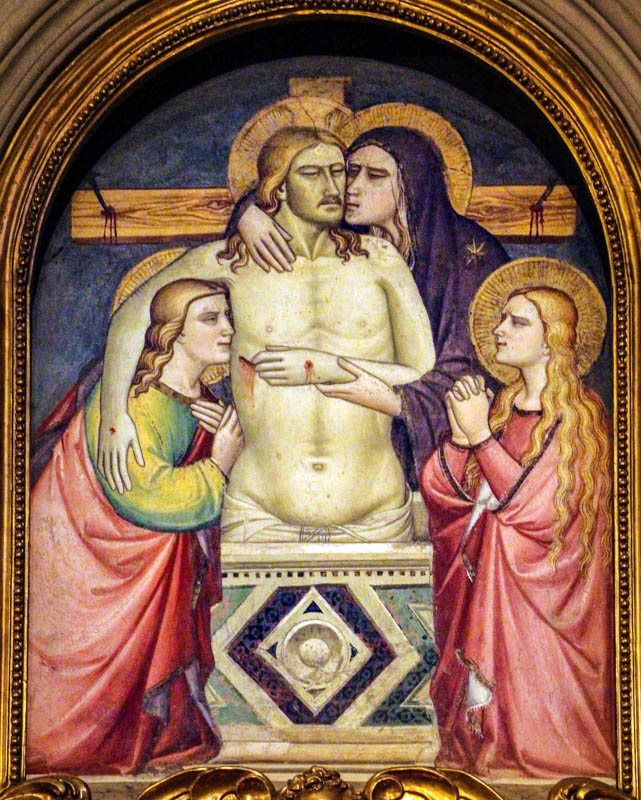 The Pietà by Niccolò Gerini (or possibly Gherardo Starnina) in the church of San Felice, Florence. (Photo by Sailko)