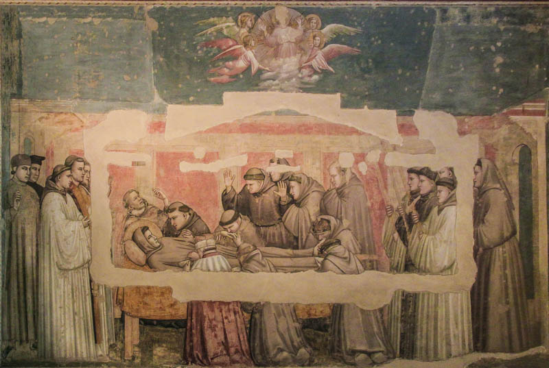 Giotto's Death of St. Francis in the Cappella Bardi of Santa Croce church, Florence. (Photo by Kotomi)