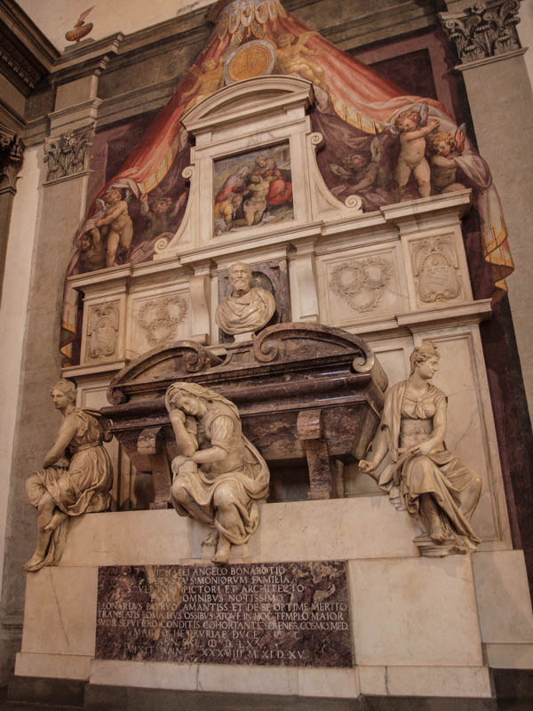 Michelangelo's grave monment in Santa Croce church, Florence. (Photo by Rebecca Dominguez)