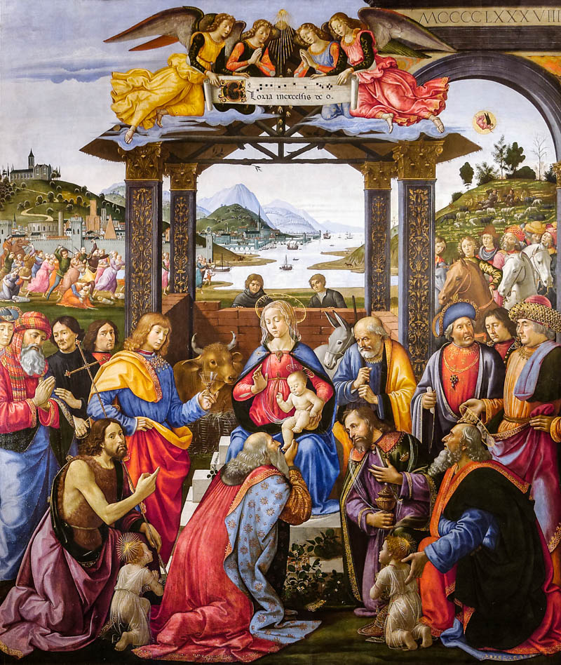 Ghirlandaio's Adoration of the Magi in the pinacoteca of the Sepdale degli Innocenti, Florence