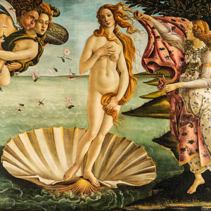 Boticellis Birth of Veus at the Uffizi Galleries in Florence, Italy