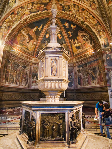 The Baptismal font in the Siena Battistero