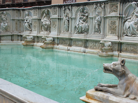 The Fonte Gaia fountain on Piazza del Campo, Siena
