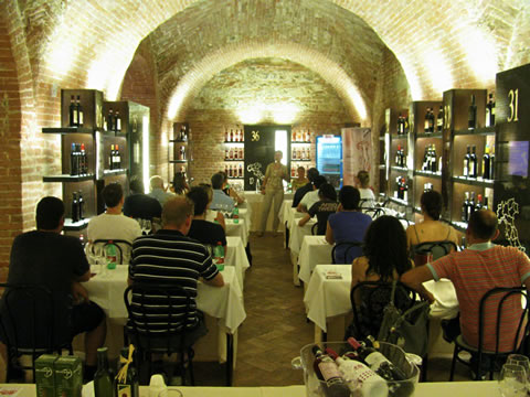 A wine class at the Enoteca Italian Permanente Siena wine museum