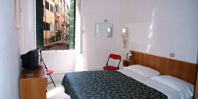 A room overlooking a canal at the Hotel Canvea, Venice