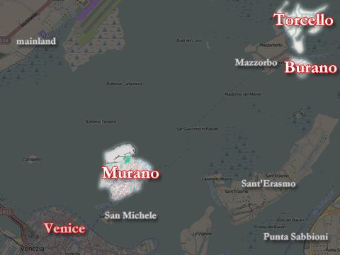 A map showing the Northern Venetian Lagoon and its outlying islands