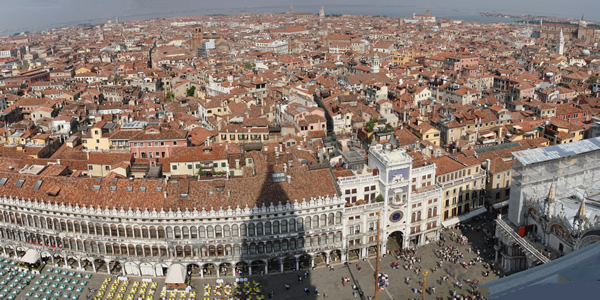 A view of Piazza San Marco from the top of the Campanile di San Marco, Venice