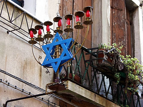 A Star of David sign in the Venice Jewish Ghetto