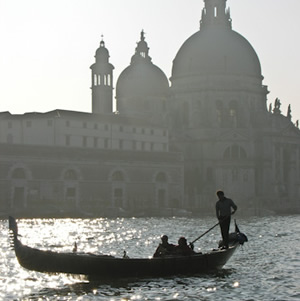 A gondola on the Grand Canal of Venice, Italy