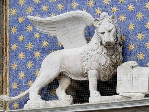 A Lion of St. Mark on the Torre dell'Orologio in Piazza San Marco, Venice
