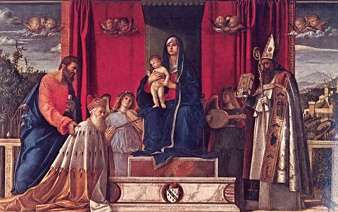 Giovanni Bellini's Barbarigo Madonna altarpiece in the church of San Pietro Martire, Murano, Venice