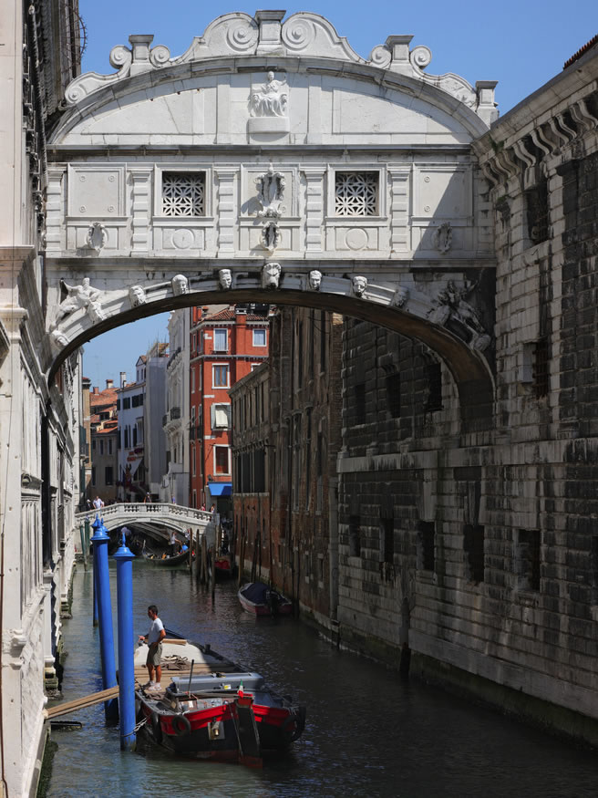 The Bridge of Sighs connecting Venice's Doge's Palace with the state prisons.