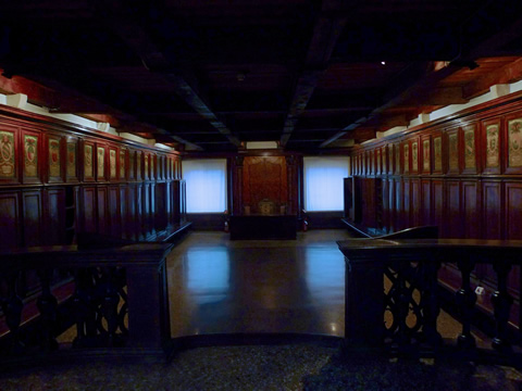 The secret meeting chamber for the Council of Ten in Venice's Doge's Palace; Secret Itineraries tour.