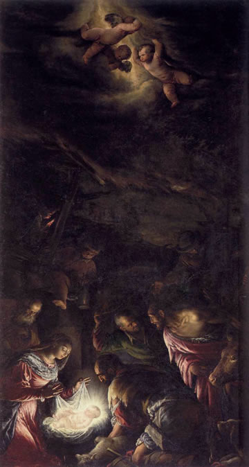 Adoration of the Shepherds (1591) by Jacopo Bassano (Jacopo da Ponte) in the church of San Giorgio Maggiore, Venice