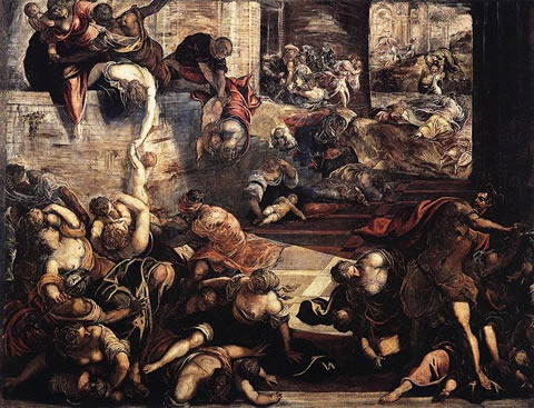 The Massacre of the Innocents by Tintoretto in the Scuola Grande di San Rocco in Venice.