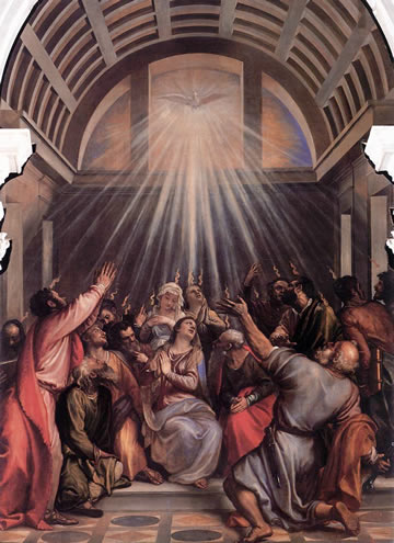 Descent of the Holy Ghost by Tiziano (1545) in the sacristy of Santa Maria della Salute, Venice