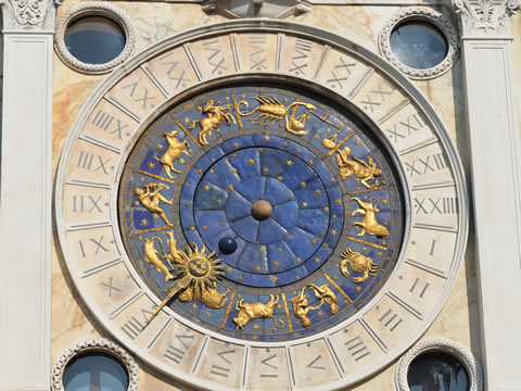 The clock on the Torre dell'Orologio in Venice